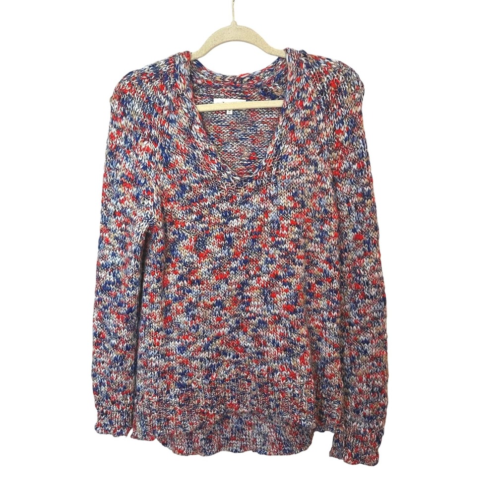 Lou & Grey LOFT Sweater Women's Metallic Chunky-Knit V-Neck‎ Long Sleeve Medium